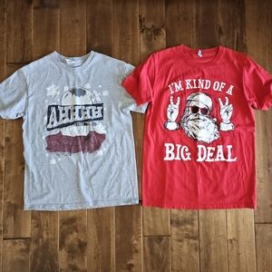 BUNDLE: Two Christmas themed t-shirts size M
